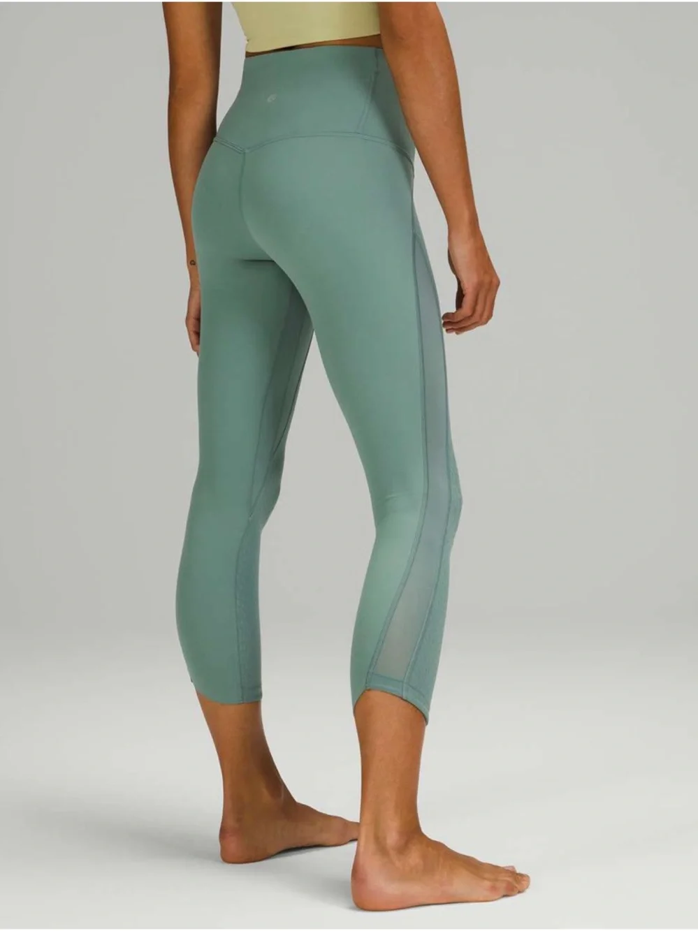 Lululemon Nulu Mesh Mid-Rise Yoga Crop 23” Tidewater Teal Size 8